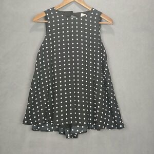 Philosophy Republic Clothing Tunic Top Womens XS Black White Polka Dots Preppy